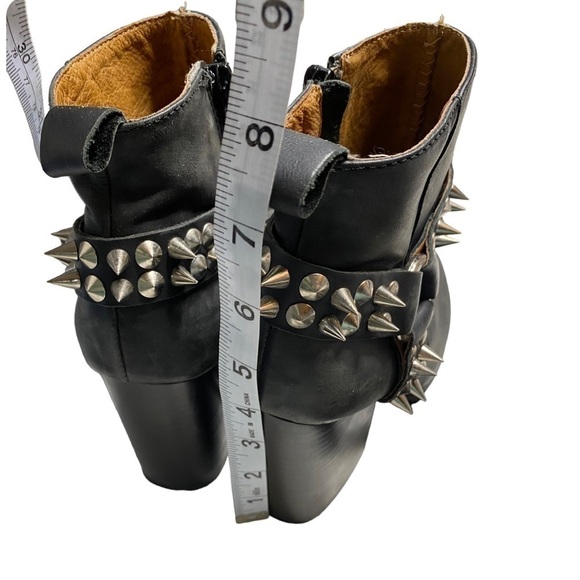 Jeffrey Campbell Havana Black Leather Metal Spiked Heel Ankle Chains Booties - Picture 5 of 12